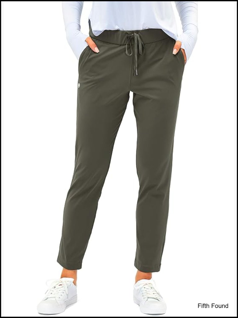 Women's Stretch Ankle Sweatpants With Deep Pockets, 7/8 Length, Mid Rise,